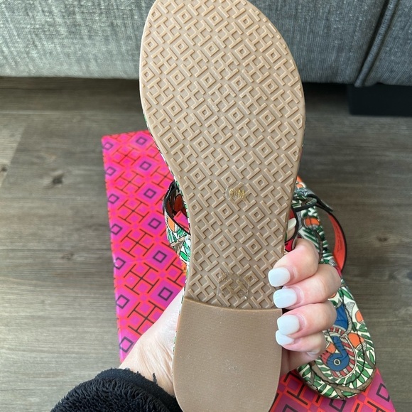 Tory Burch Miller Printed Patent Leather Sandal Orange Something Wild Size 6.5 - Picture 5 of 7